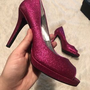 INC International Concepts Hot Pink Peep Toe Heels